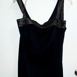 Black/polka dot satin top dress